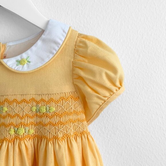 NWT Pretty Girls Embroidered Smocked Dress Boutique Princess Sunshine Yellow 9M - Picture 5 of 8
